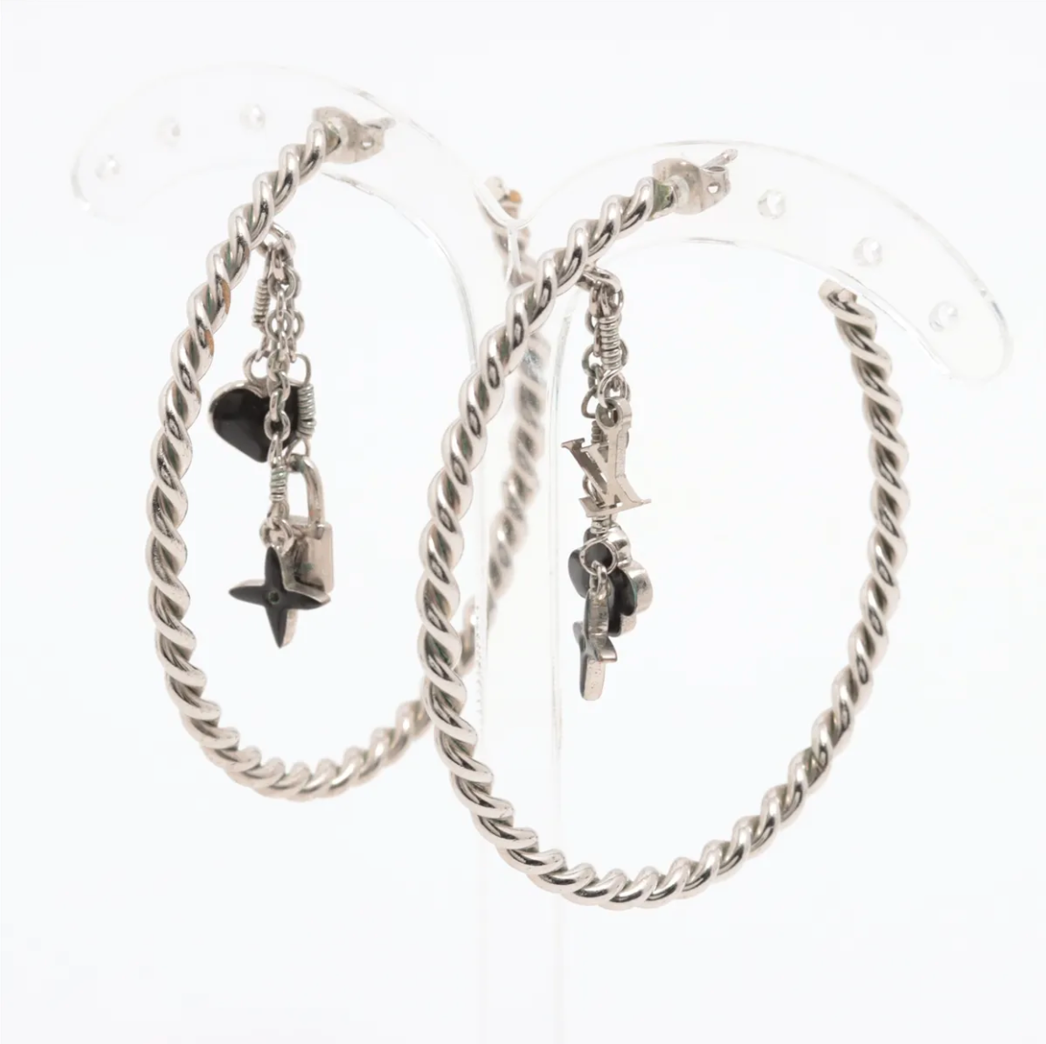 Louis Vuitton Twisted Hoop Charm Earrings