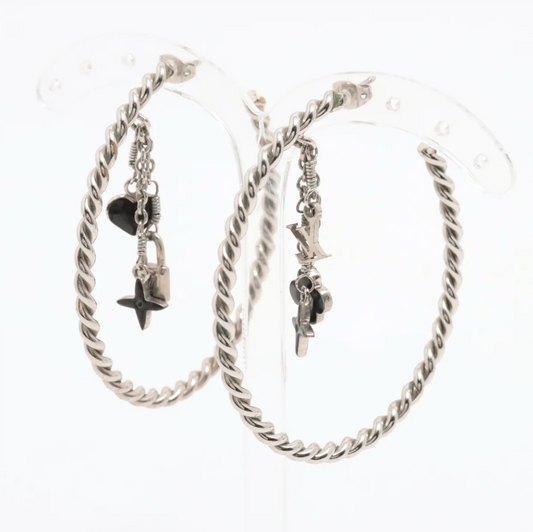 Louis Vuitton Twisted Hoop Charm Earrings