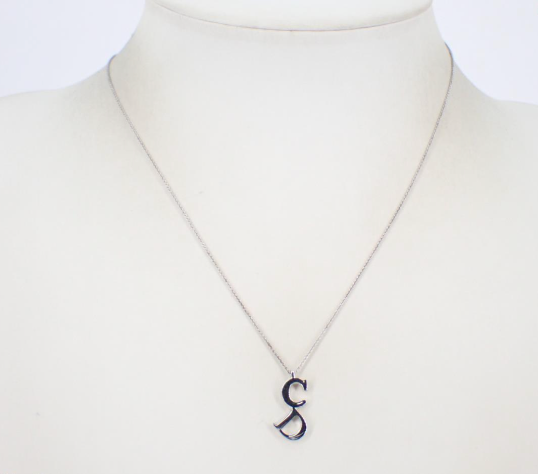 Dior Vintage Silver "CD" Initial Pendant Necklace