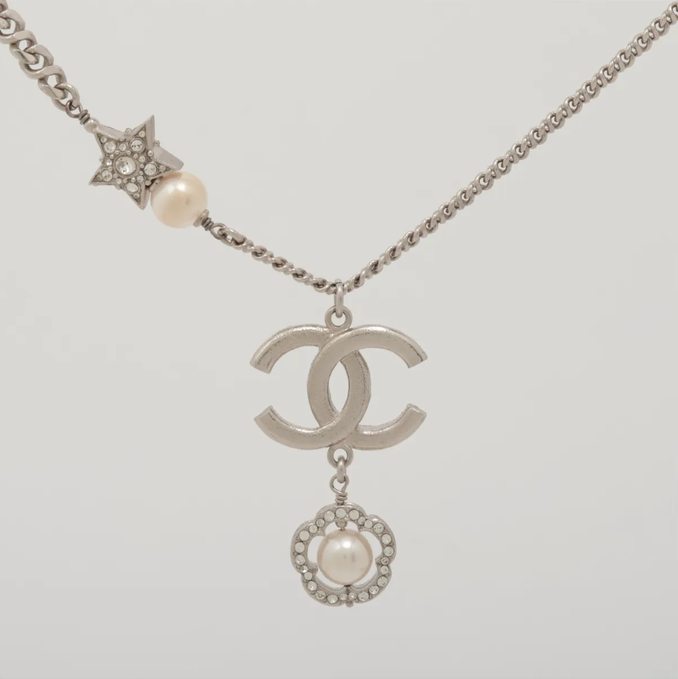Chanel 2020 Crystal CC & Pearl Drop Necklace