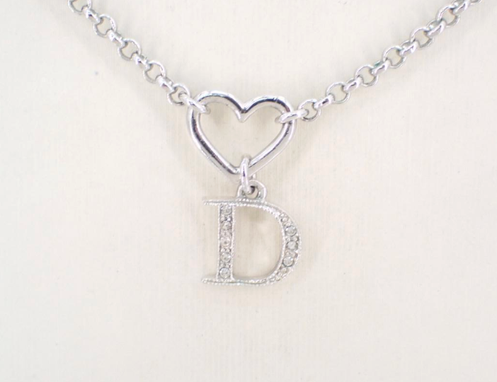 Dior 2000s Vintage Heart “D” Crystal Necklace
