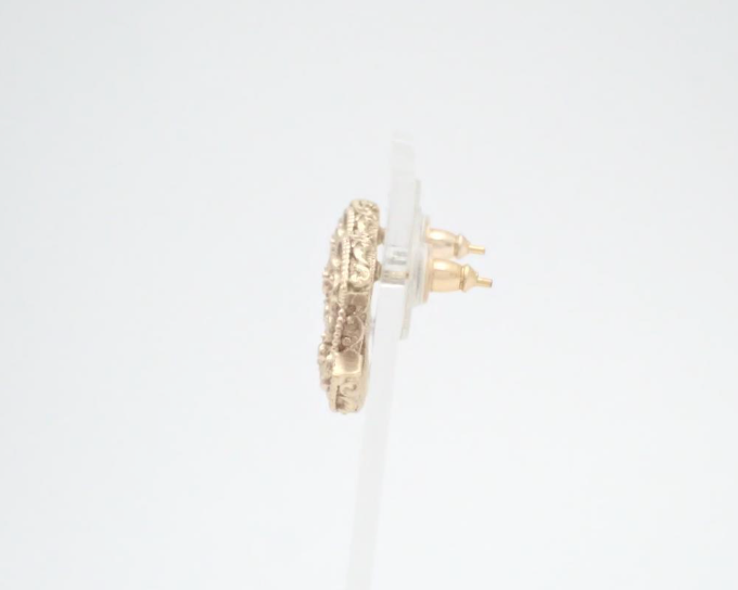 Chanel 2013 Dark Green Golden CC Logo Stud Earrings