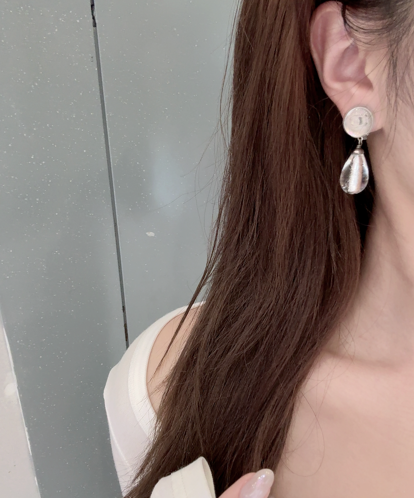 Chanel 1999 Rare CC Glass Drop Earrings (Silver Tone)