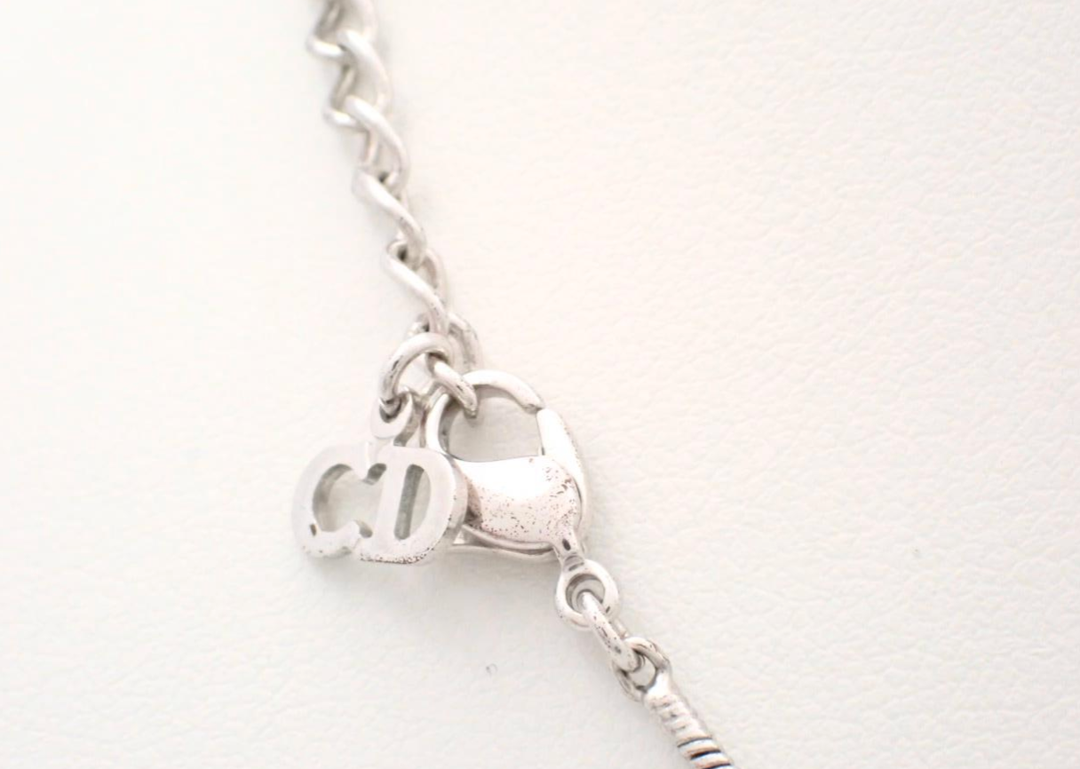 Vintage Dior Crystal Pavé Heart Logo Necklace