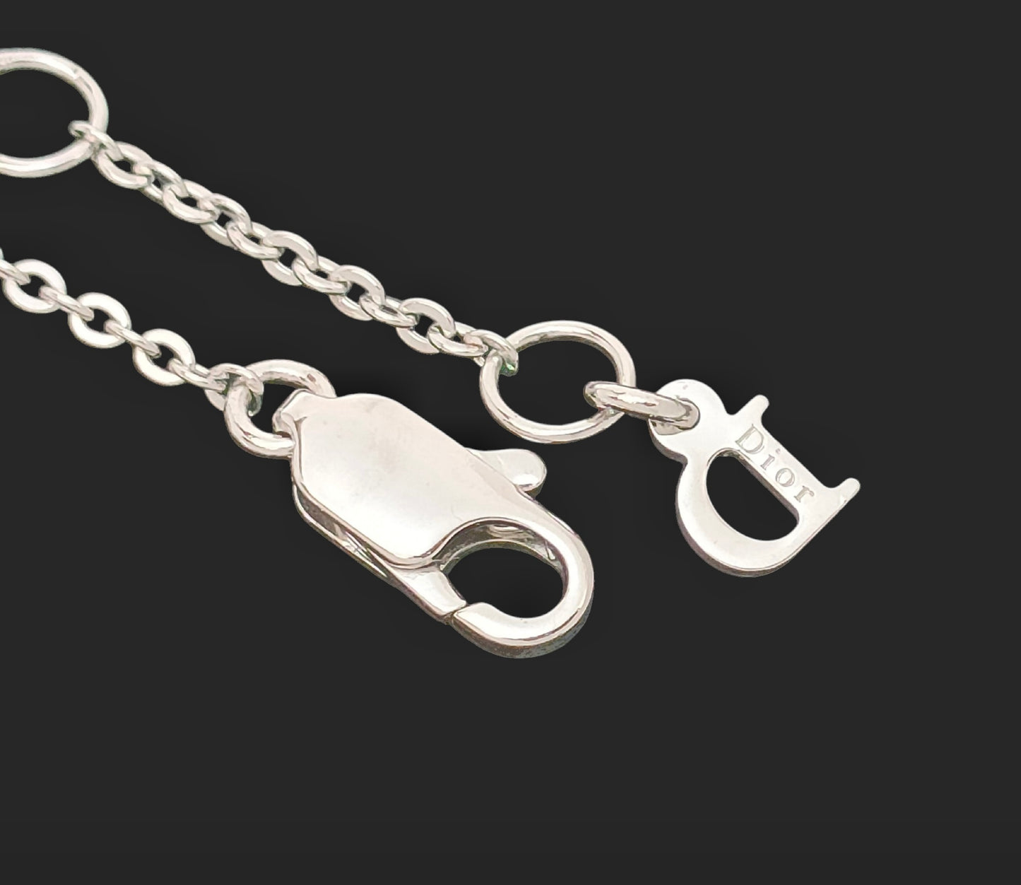 Dior Vintage Crystal CD Bow Pearl Drop Necklace